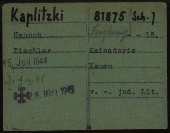 Dachau concentration camp-Prisoner registration card