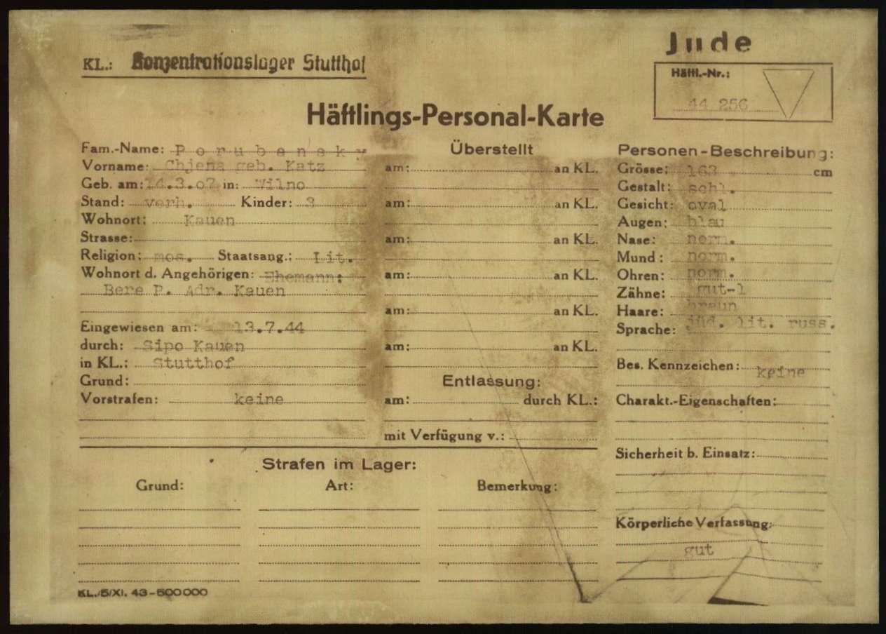 Personal file of PORUBANSKY, CHJENA-003