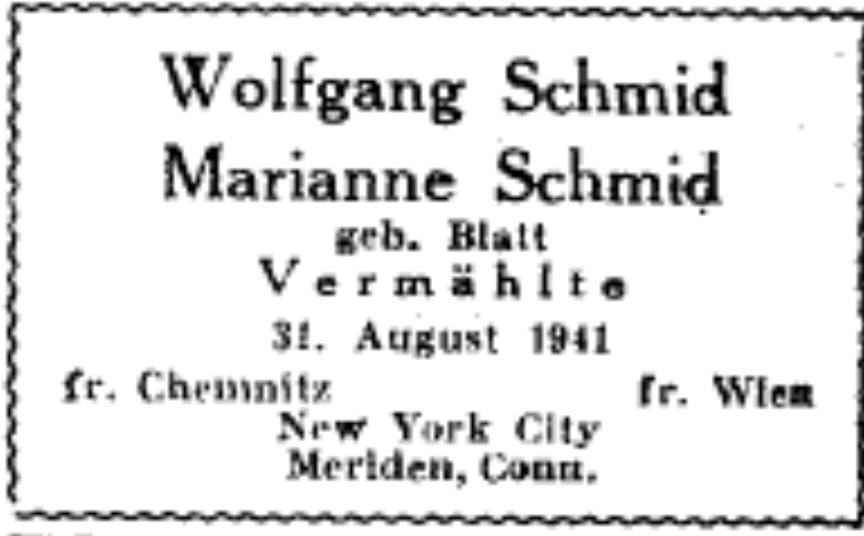 Marriage of Wolfgang and Marianne