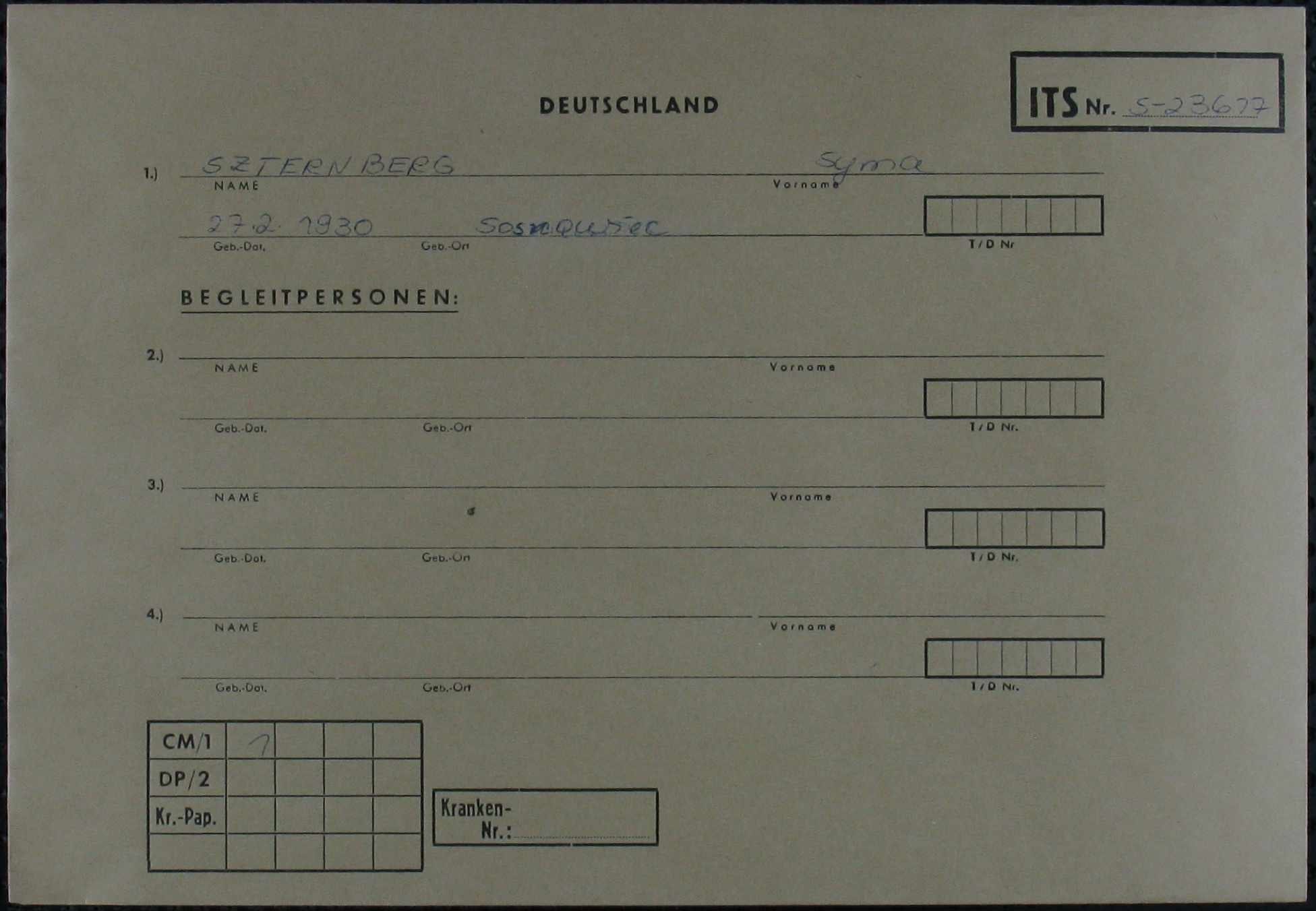 Registration card for a displaced person in post-WWII Germany 1