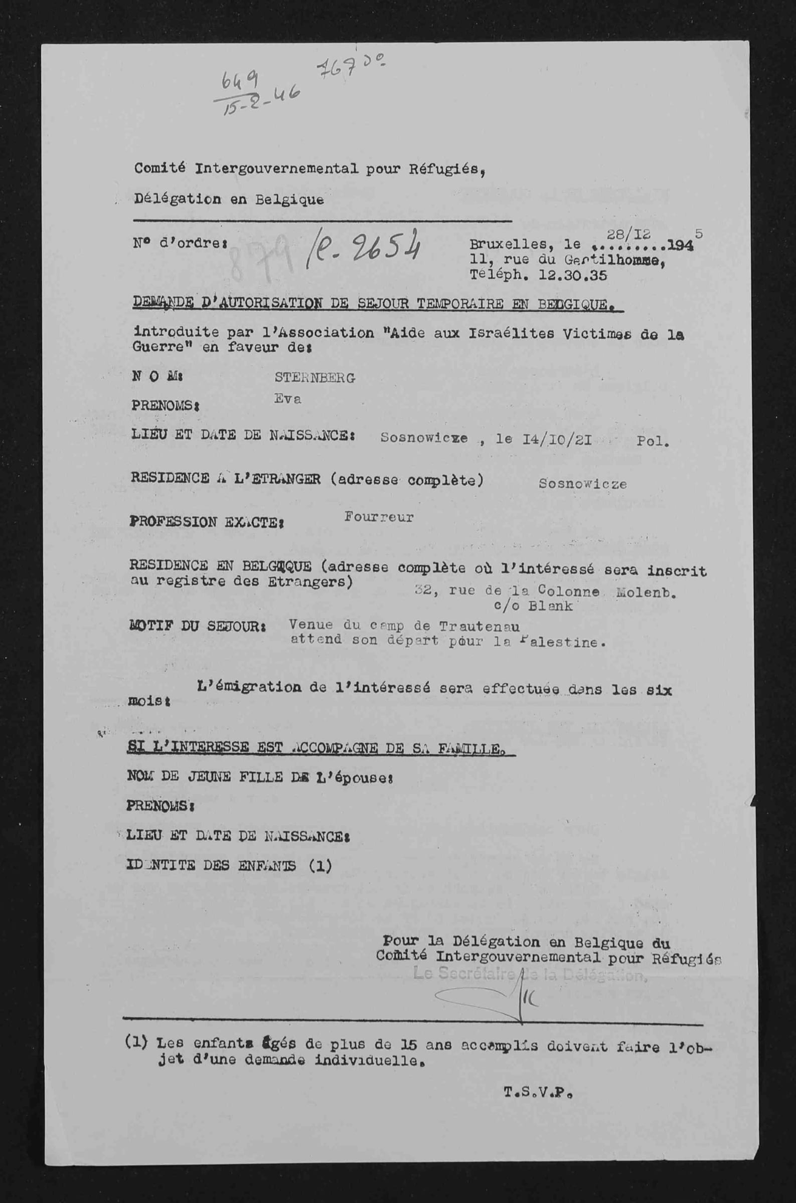 Demande d'autorisation de sejour temporaire en Belgique 1