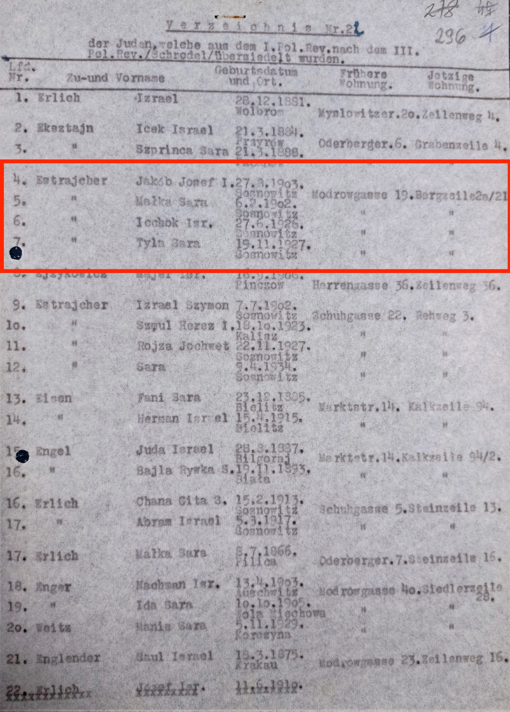 Transferred to Środula Ghetto