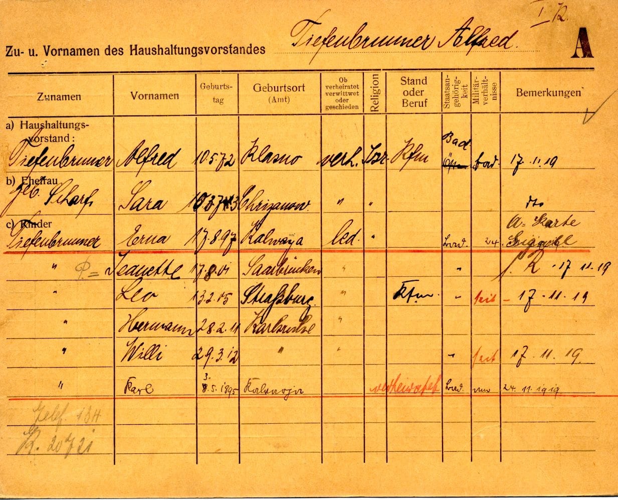 German registration card