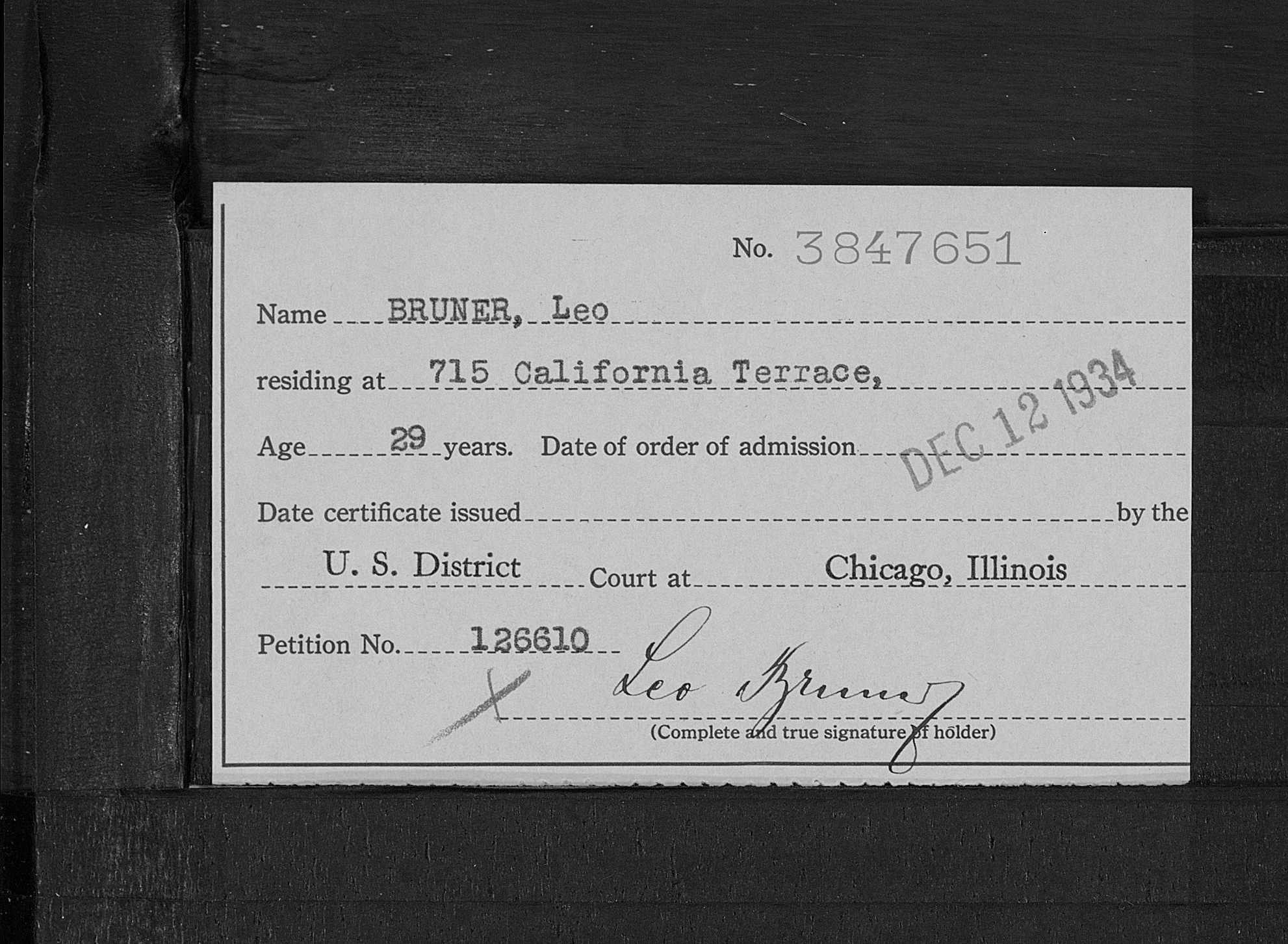 Naturalization Card  Index