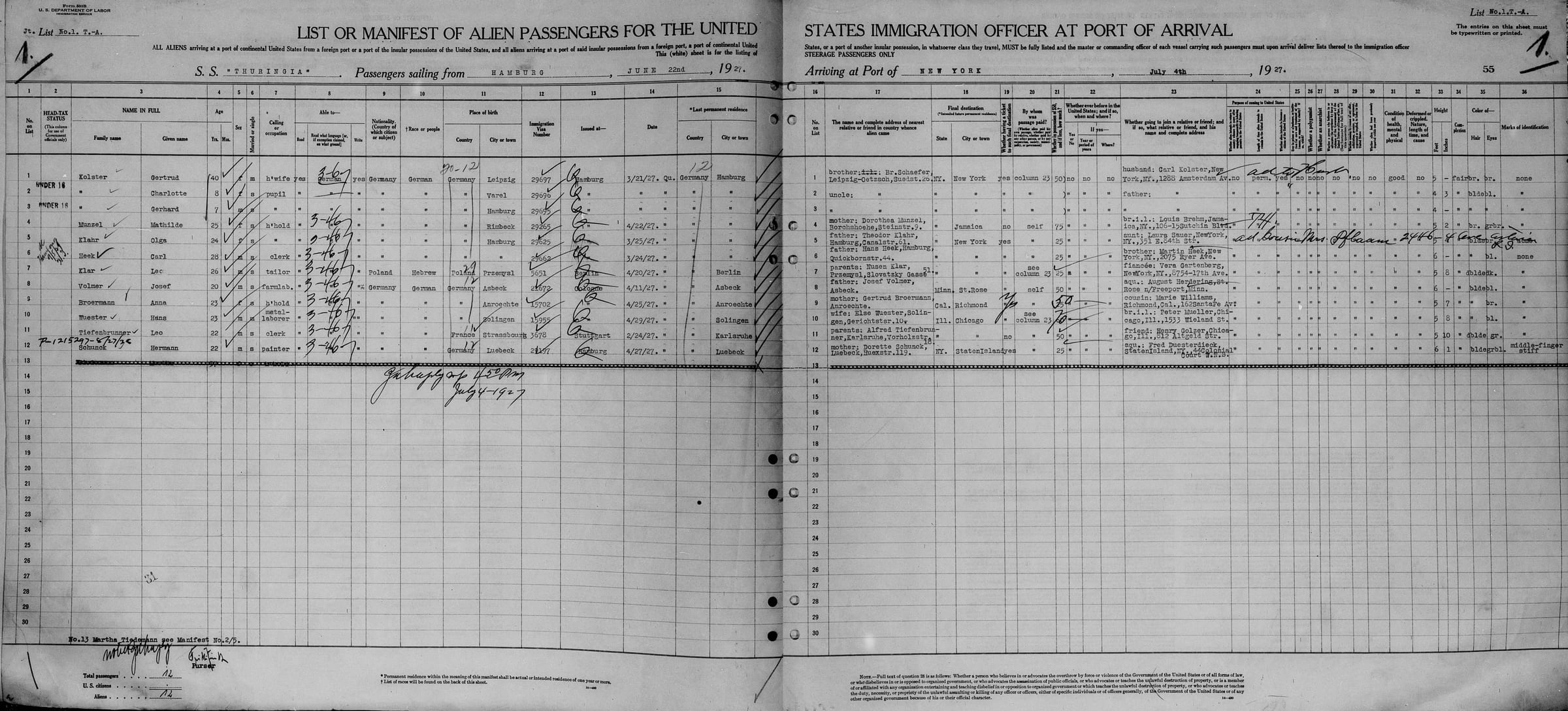 Ellis Island and Other New York Passenger Lists, 1820-1957