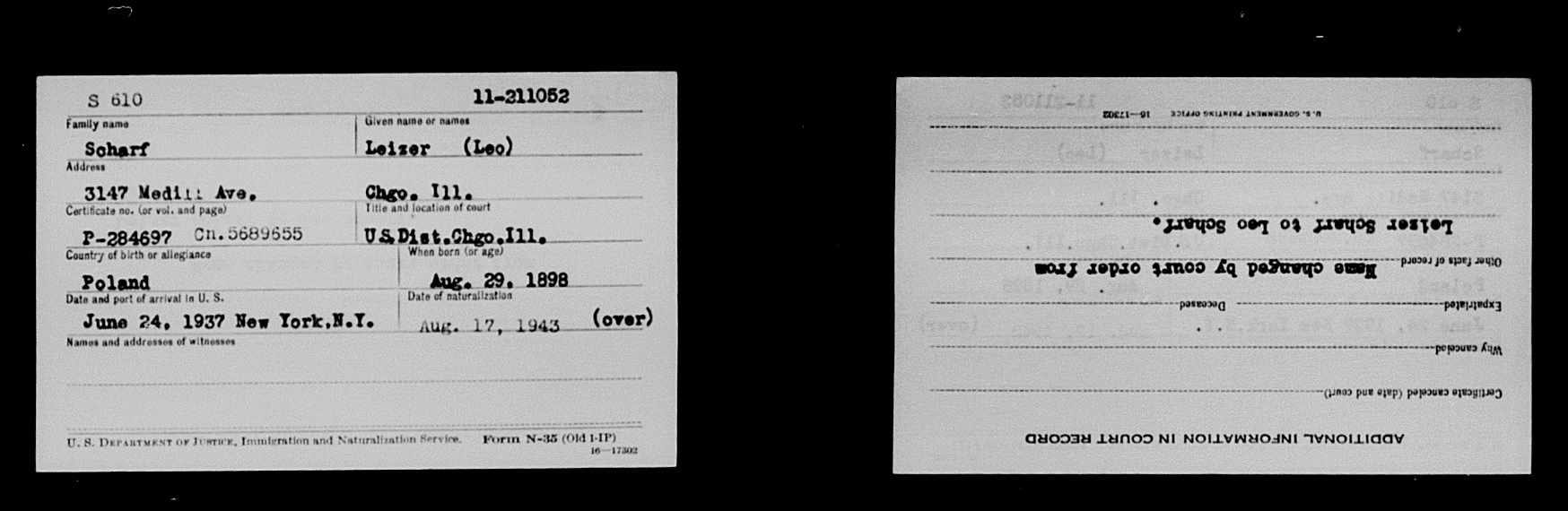 Soundex Index to Local and Federal naturalizations filed in Immigration and Naturalization Service District 9