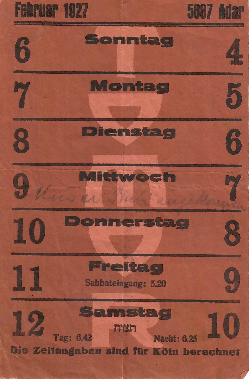Calendar page - Zeev