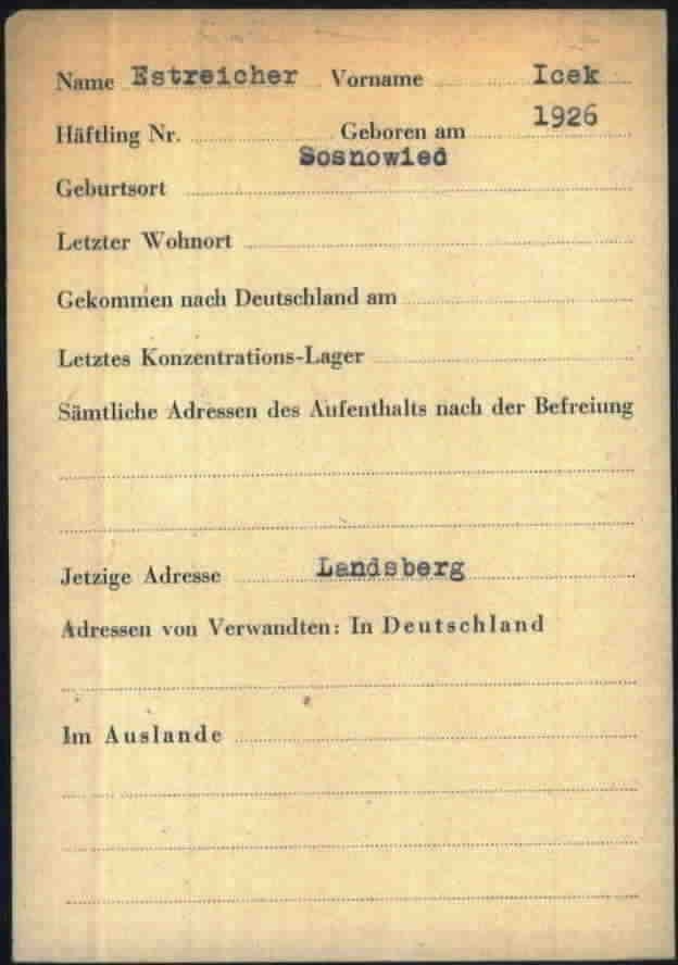 Transferred south to the American zone to the Landsberg DP camp (located in Bavaria)