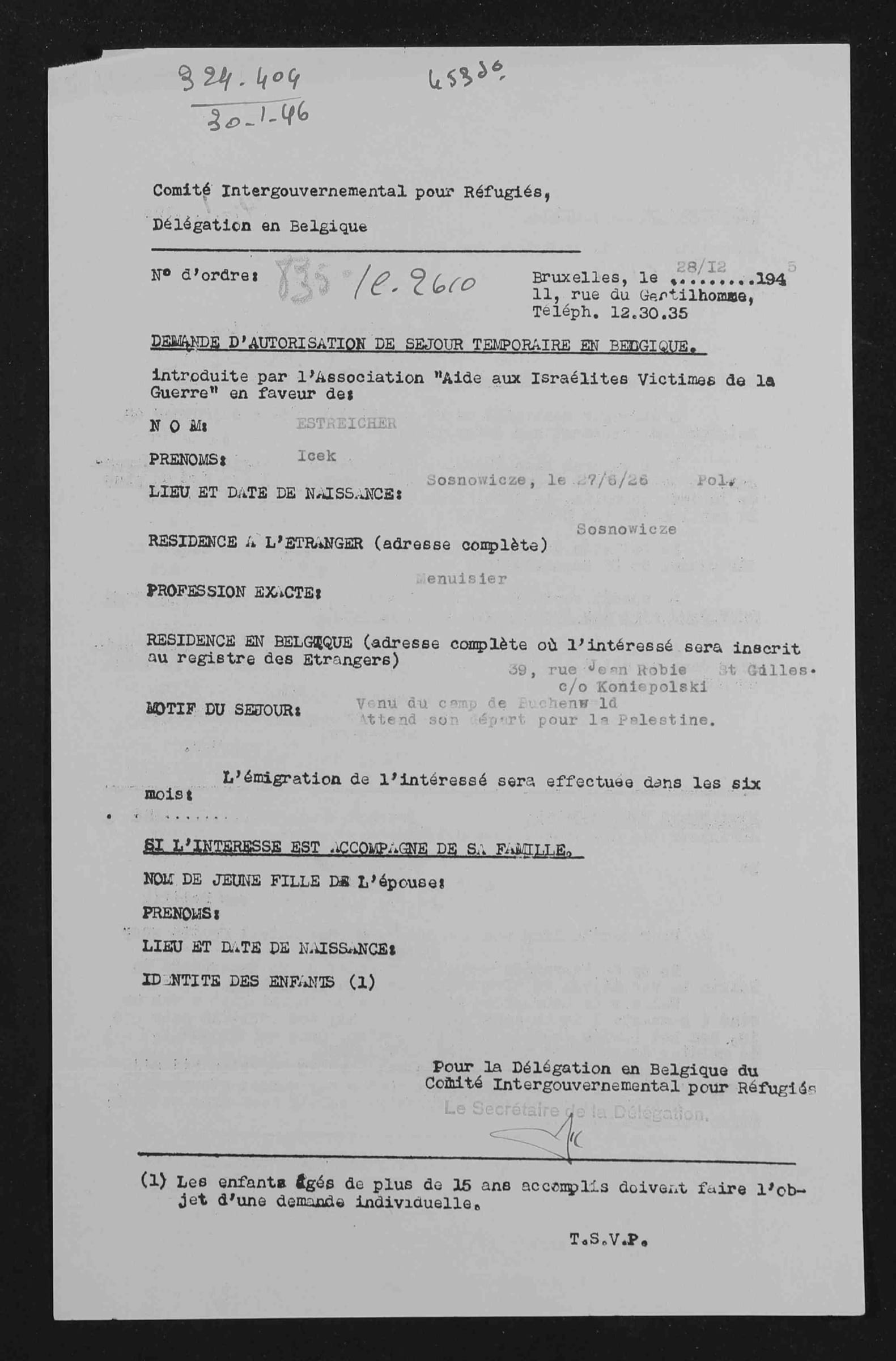 Application for Temporary Residence