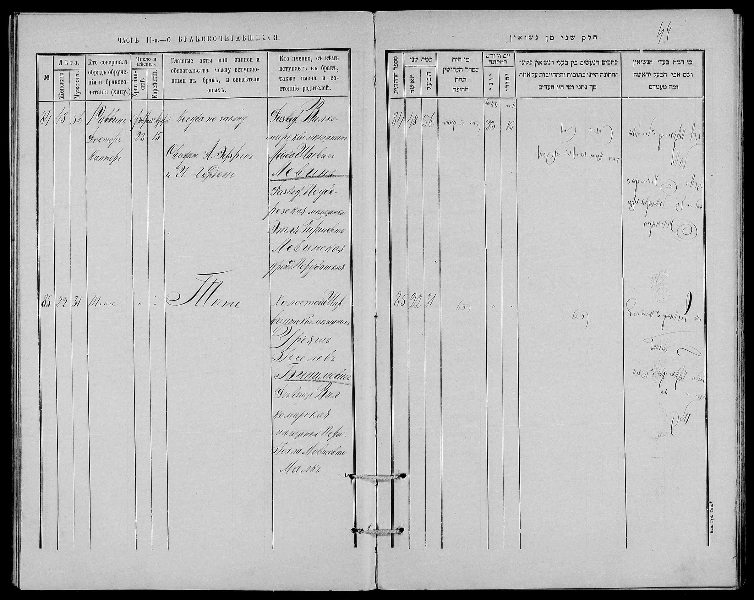 Marriage register Leibe and Etlia