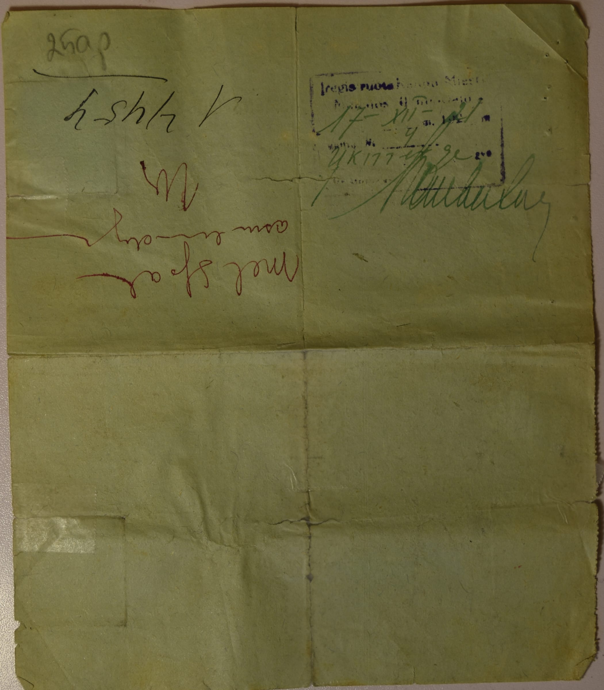 Temporary Personal Certificate 19211205 Reverse