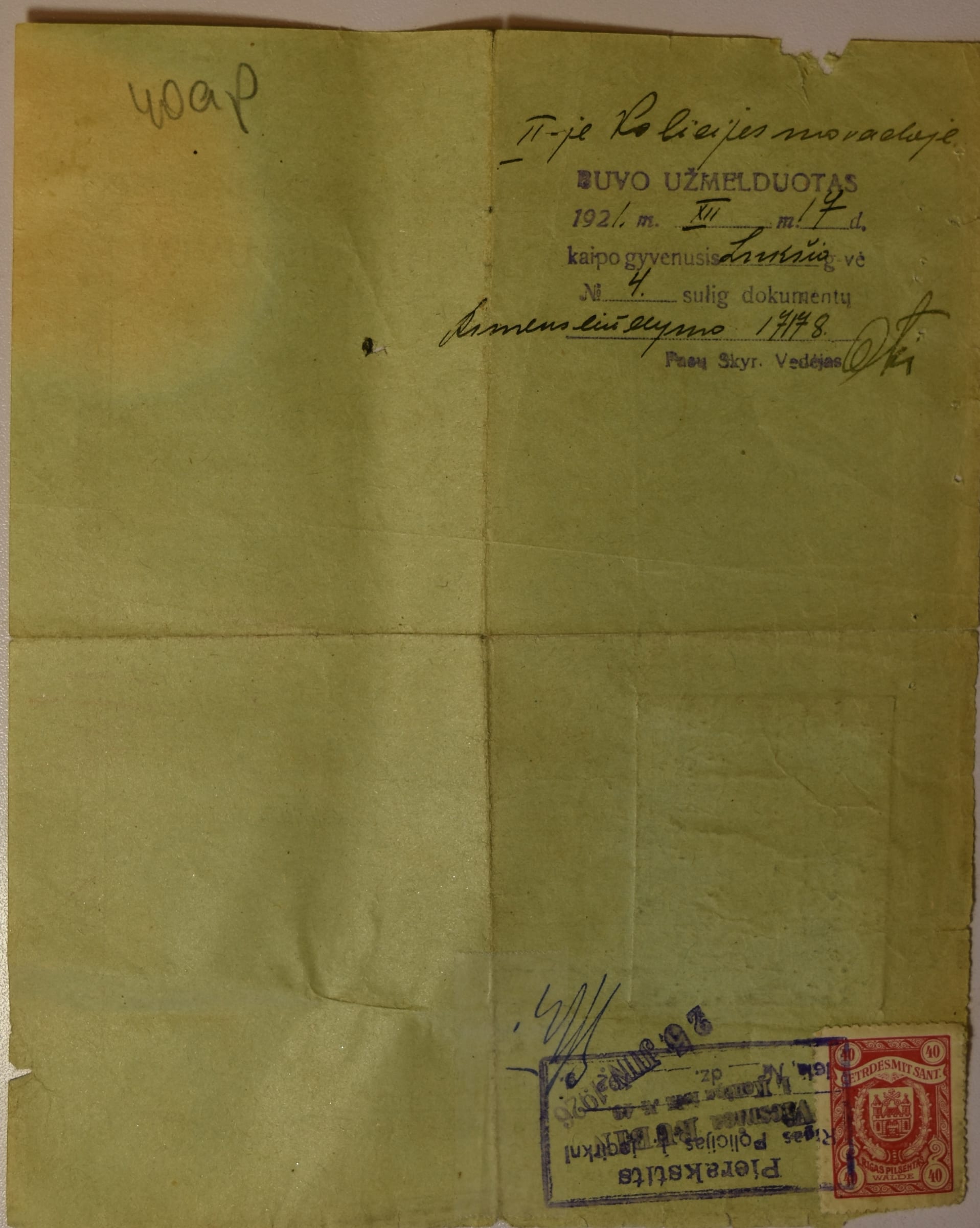 Residence Peremit 19260322 Resrves